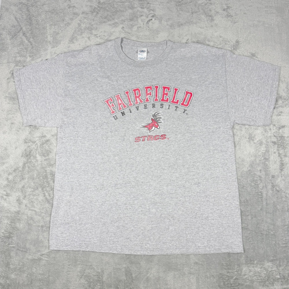 Vintage Delta Mens XL T-Shirt Fairfield University Stags Gray Short Sleeve